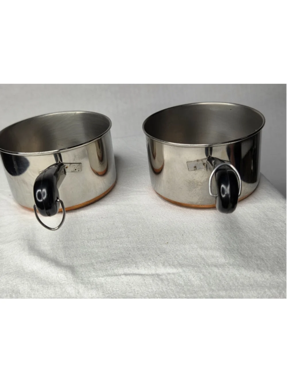 Vintage Revere Ware Miniature Measuring Saucepans w/Lids Copper Bottom Lot of 2